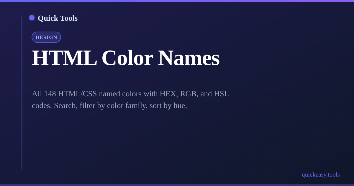 Red Names Html HTML Color Names — Quick Tools